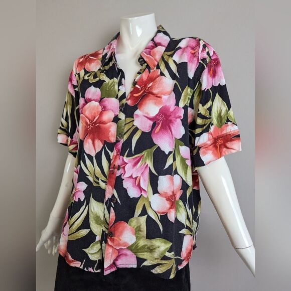 Caribbean Joe Floral Hawaiian Shirt – Tropical Button-Up – XL Short Sleeve - Picture 2 of 7